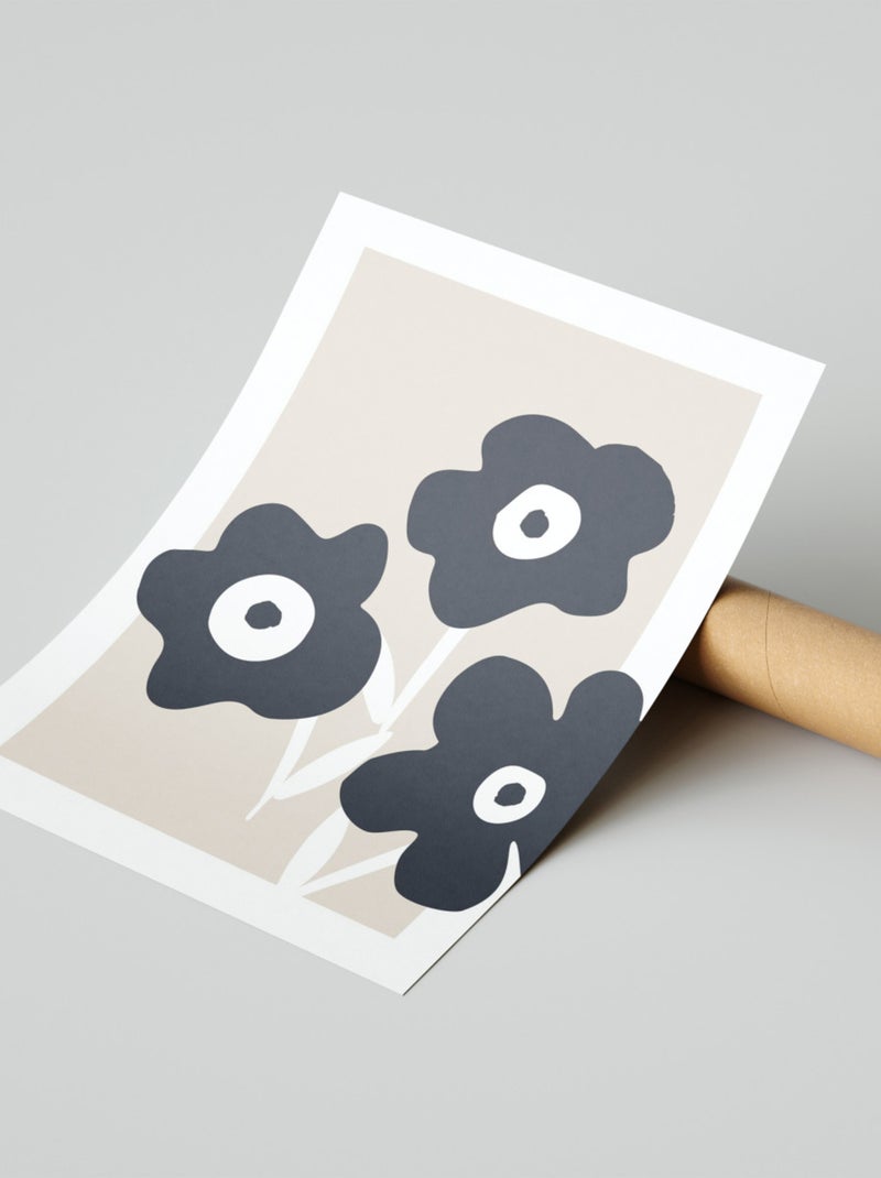 Future Home - Affiche papier imprimé fleurs sans cadre Beige - Kiabi