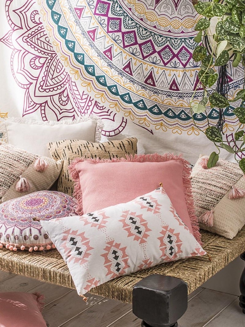 Future Home - Coussin à motif ethnique en coton 30x50cm Blanc - Kiabi