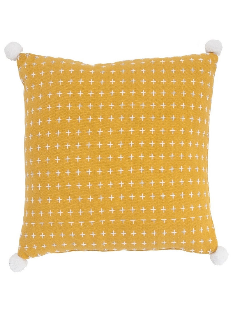 Future Home - Coussin à pompons en polycoton 40x40cm Jaune moutarde - Kiabi