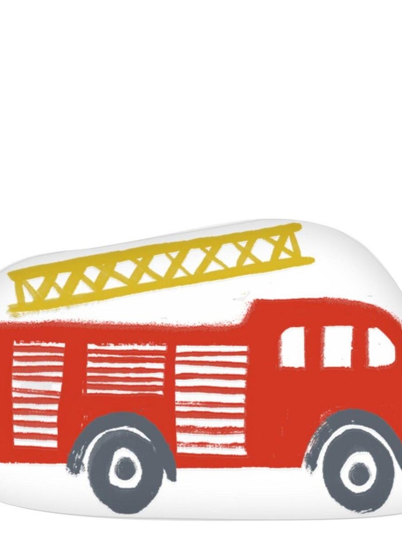 Future Home - Coussin coton blanc avec camion de pompiers 44x27cm Blanc - Kiabi