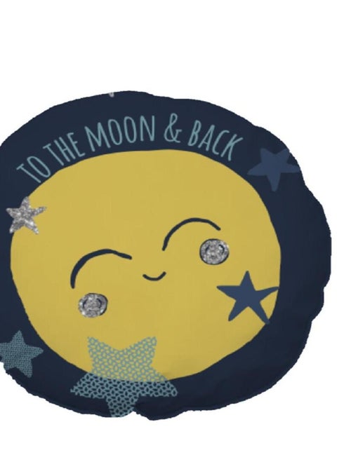 Future Home - Coussin coton bleu et jaune avec lune 35cm - Kiabi