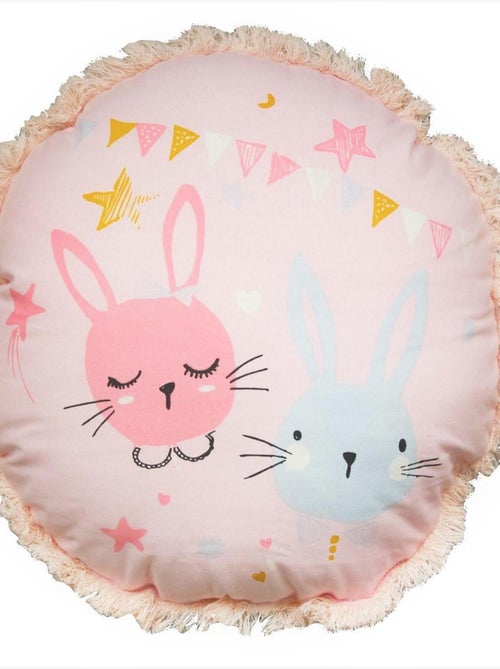 Future Home - Coussin coton rose et bleu avec lapin 35cm - Kiabi