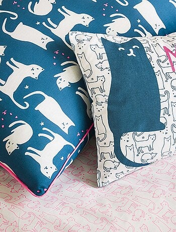 Future Home - Coussin enfant imprimé chat en coton 30x50cm
