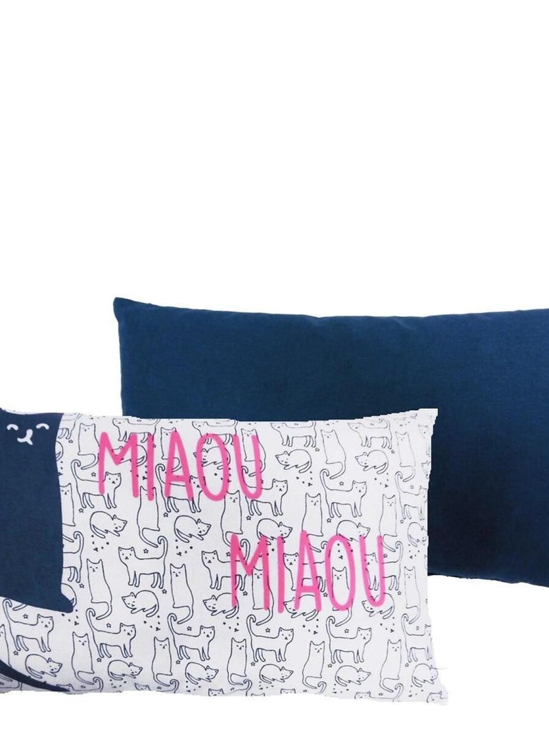 Future Home - Coussin enfant imprimé chat en coton 30x50cm Blanc - Kiabi