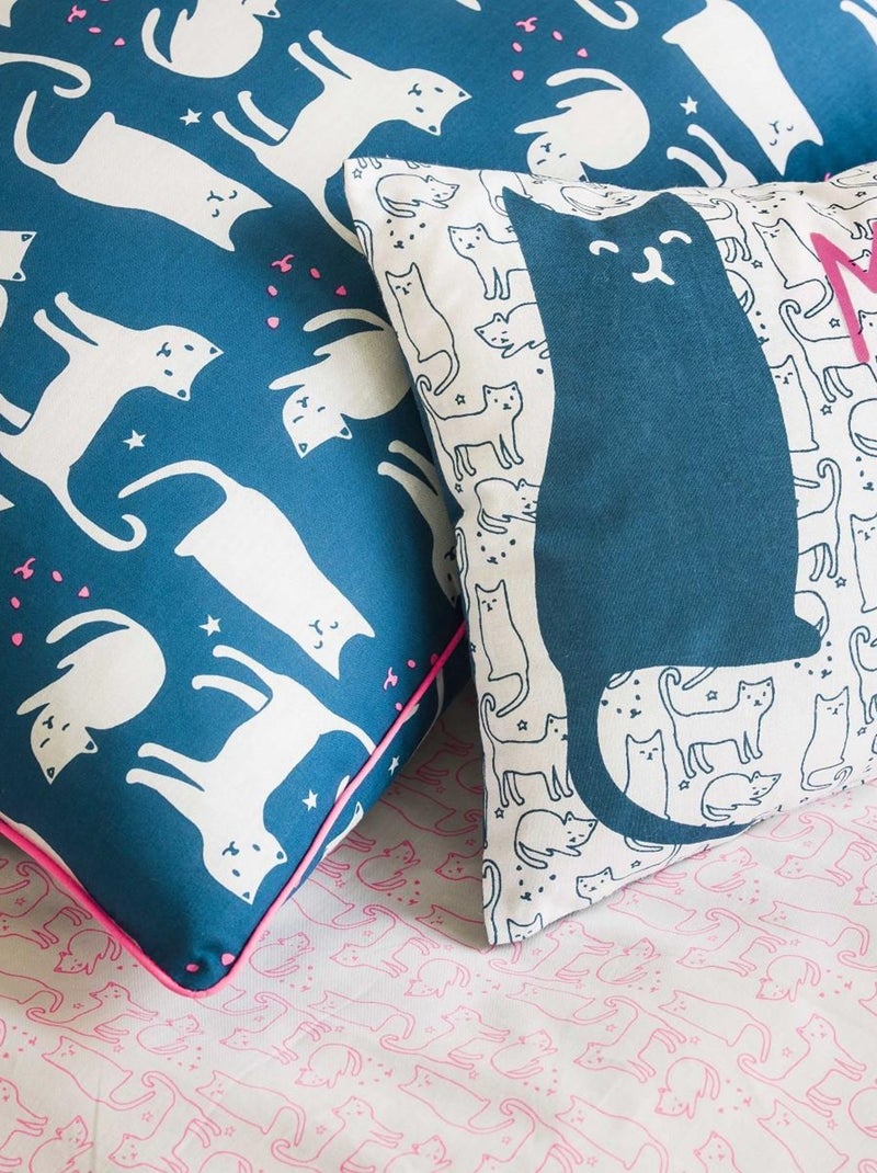 Future Home - Coussin enfant imprimé chat en coton 30x50cm Blanc - Kiabi
