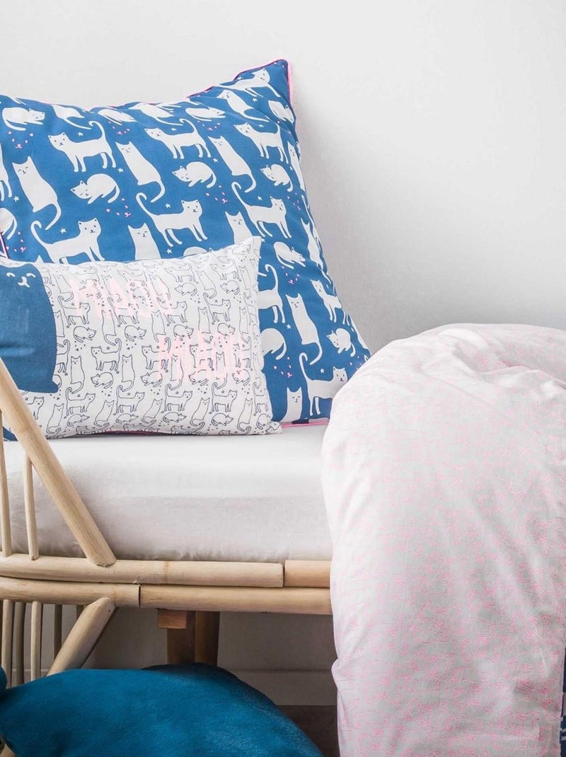 Future Home - Coussin enfant imprimé chat en coton 30x50cm Blanc - Kiabi