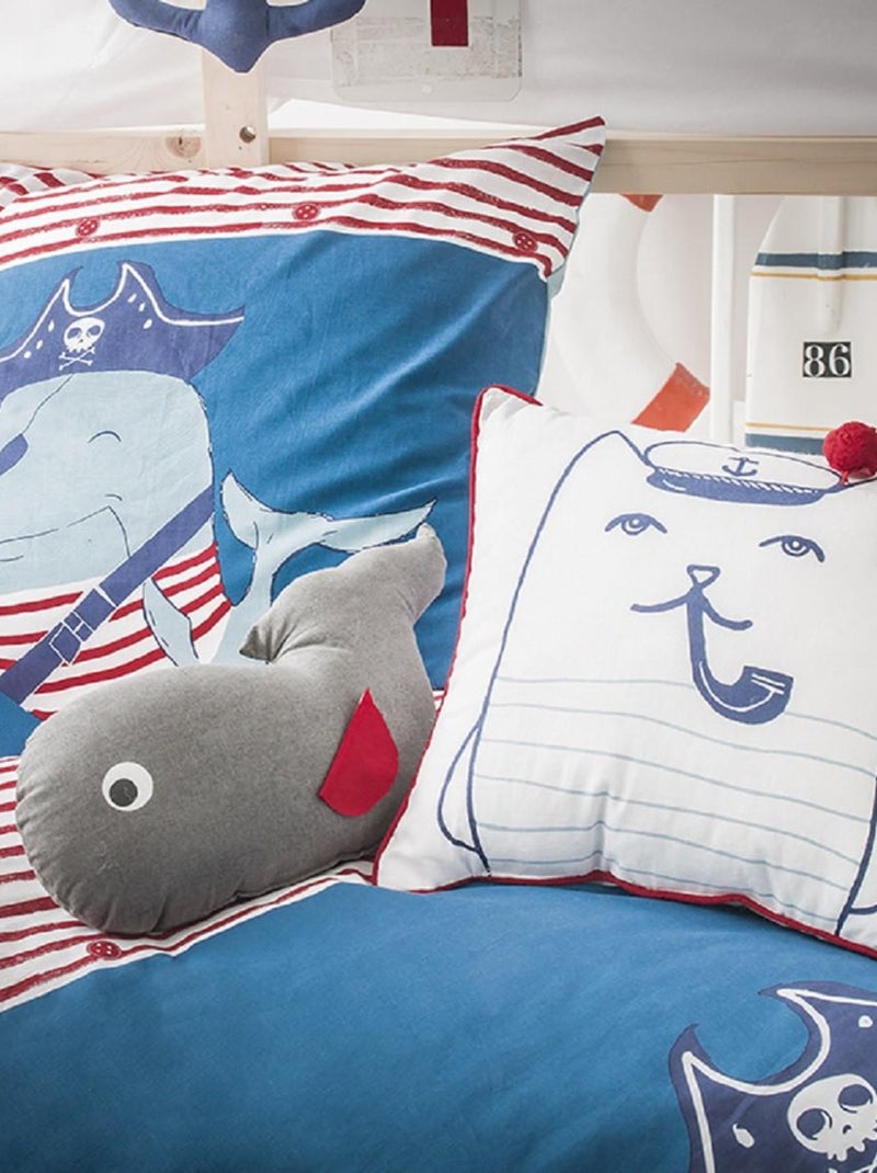 Future Home - Coussin enfant imprimé chat marin en coton 40x40cm Blanc - Kiabi