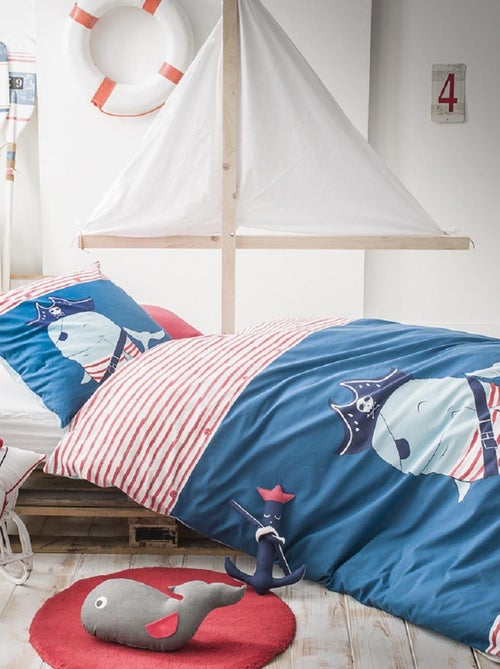 Future Home - Coussin enfant imprimé chat marin en coton 40x40cm - Kiabi