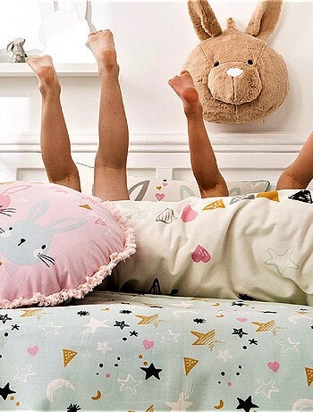 Future Home - Coussin enfant imprimé en coton 35x35cm