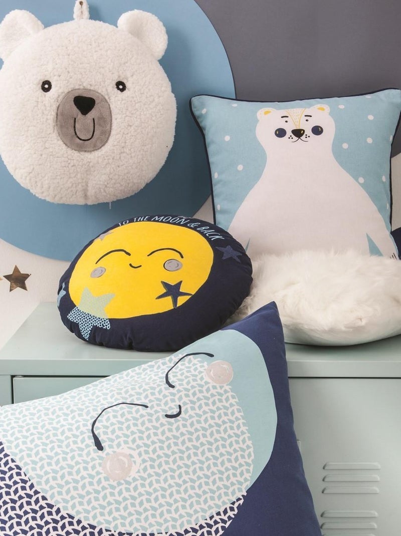 Future Home - Coussin enfant imprimé en coton 40x40cm Bleu - Kiabi