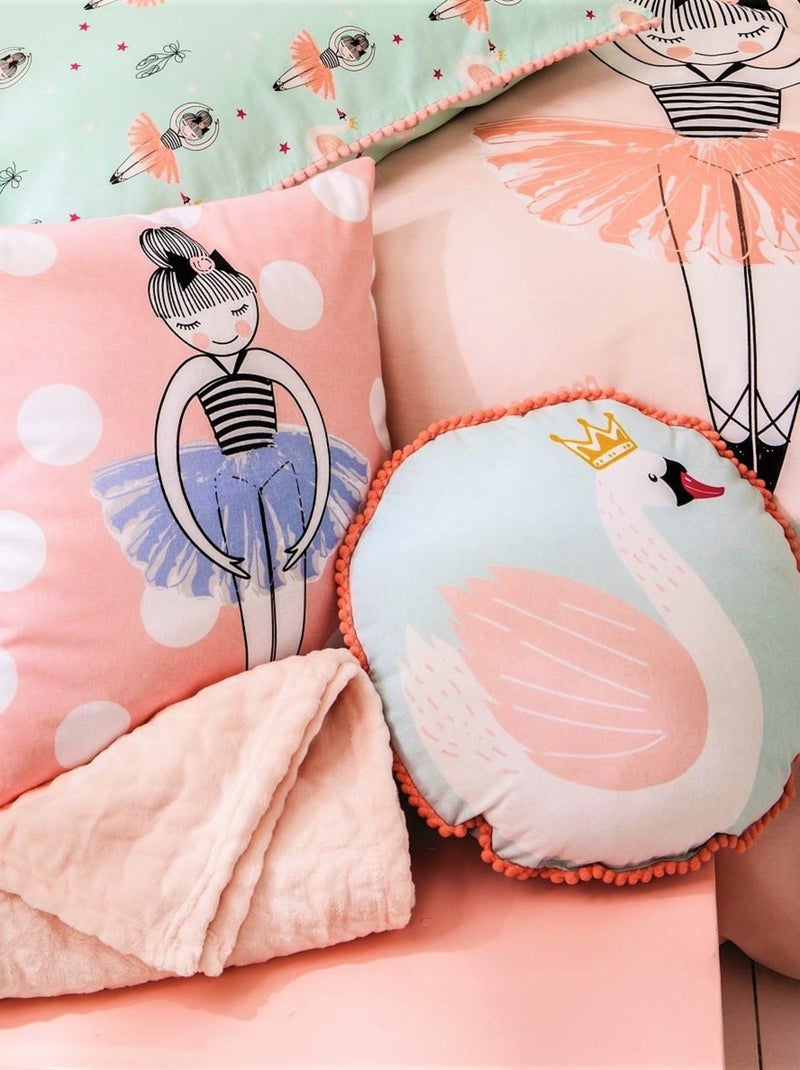 Future Home - Coussin enfant imprimé en coton 40x40cm Rose - Kiabi