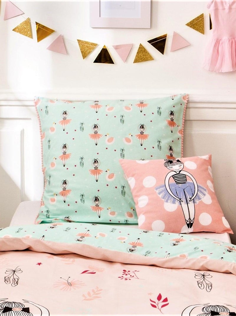 Future Home - Coussin enfant imprimé en coton 40x40cm Rose - Kiabi