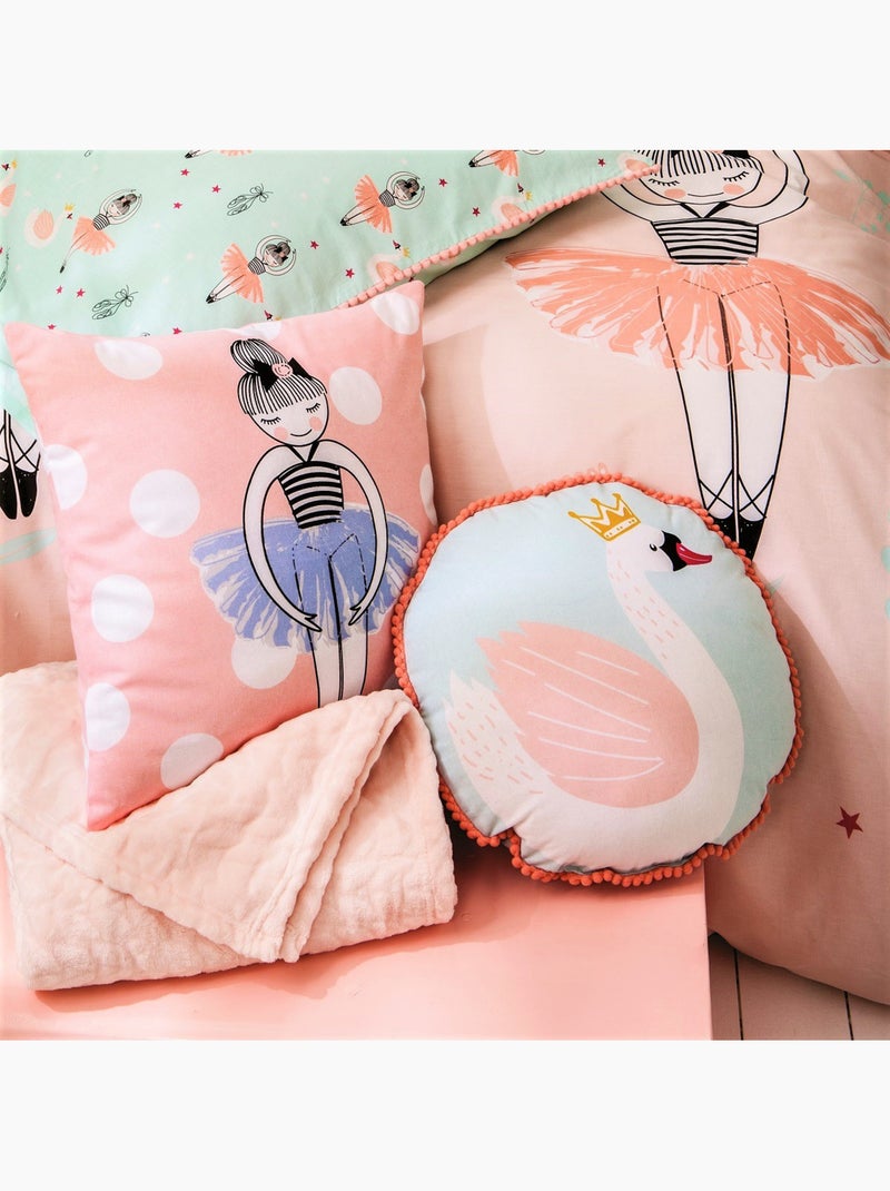 Future Home - Coussin enfant imprimé en coton 40x40cm Rose/Blanc - Kiabi