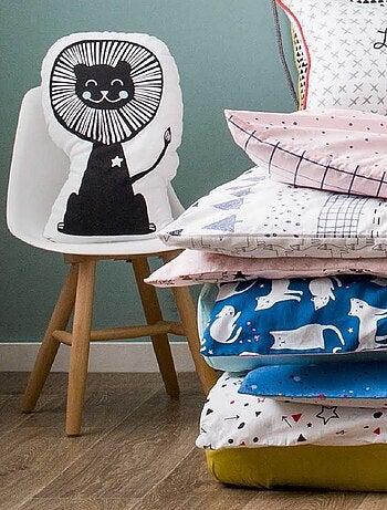 Future Home - Coussin enfant imprimé lion en coton 36x25cm
