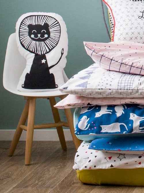 Future Home - Coussin enfant imprimé lion en coton 36x25cm - Kiabi
