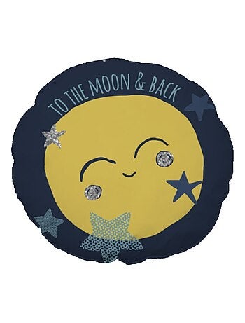 Future Home - Coussin enfant imprimé lune en coton 35x35cm