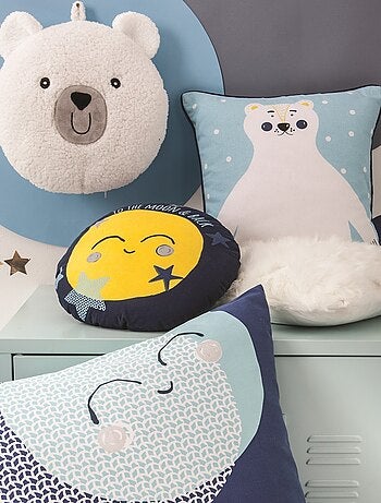 Future Home - Coussin enfant imprimé lune en coton 35x35cm