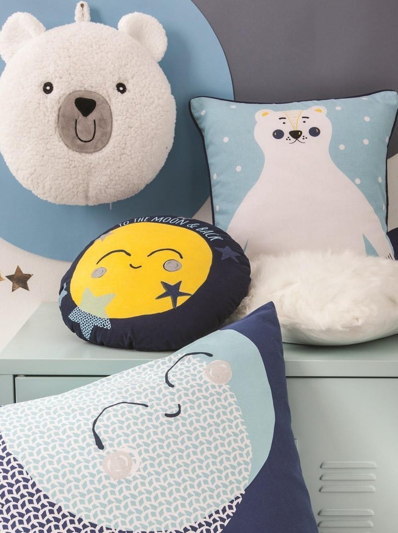 Future Home - Coussin enfant imprimé lune en coton 35x35cm Bleu - Kiabi