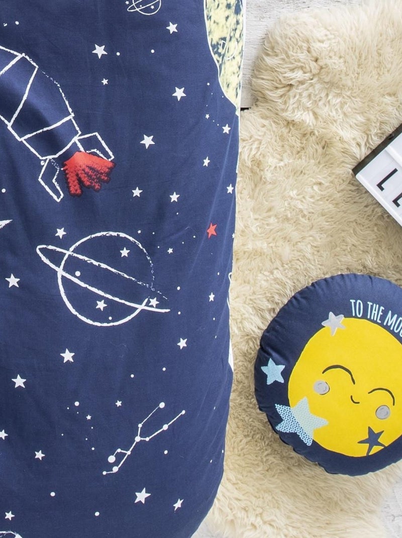 Future Home - Coussin enfant imprimé lune en coton 35x35cm Bleu - Kiabi