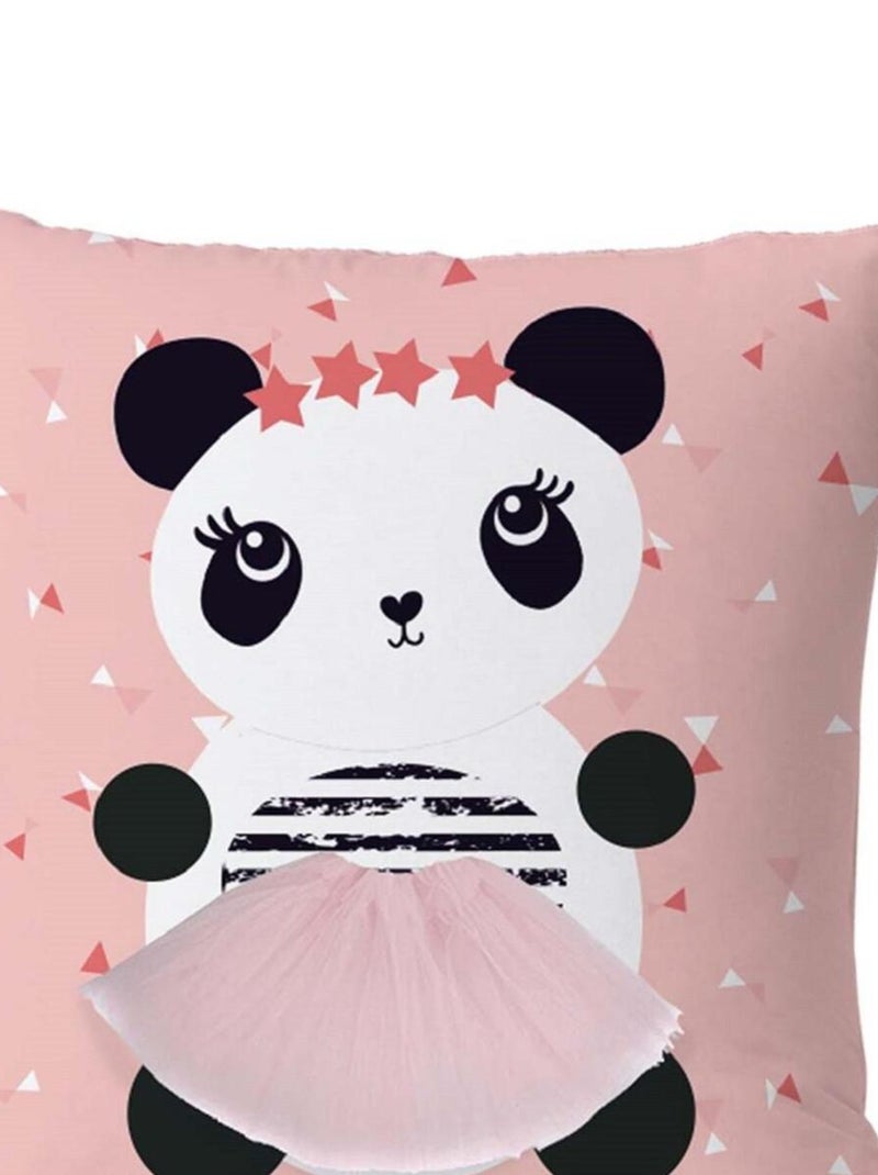 Future Home - Coussin enfant imprimé panda en coton 40x40cm Rose - Kiabi