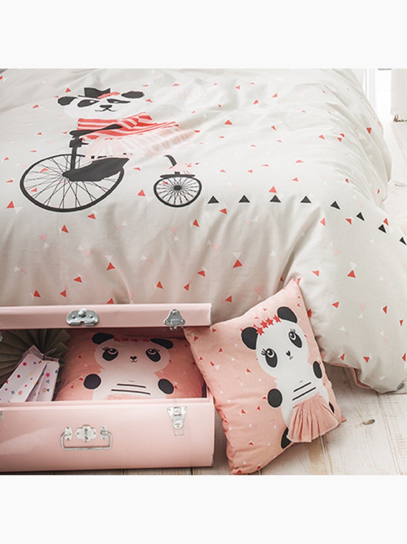 Future Home - Coussin enfant imprimé panda en coton 40x40cm Rose - Kiabi