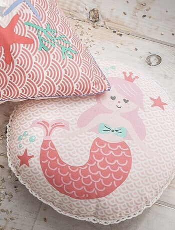 Future Home - Coussin enfant imprimé sirène en coton 30x30cm