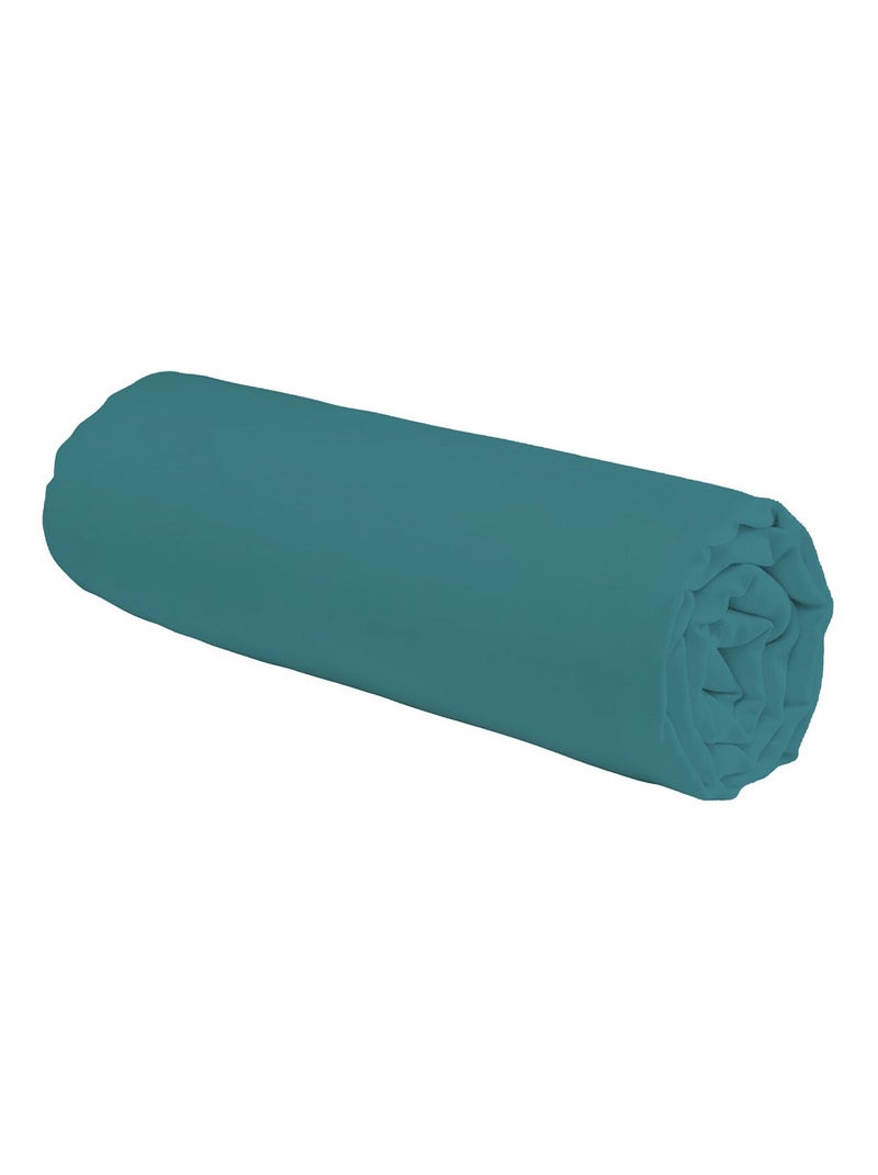 Future Home - Drap housse en coton 57 fils uni Bleu pétrole - Kiabi