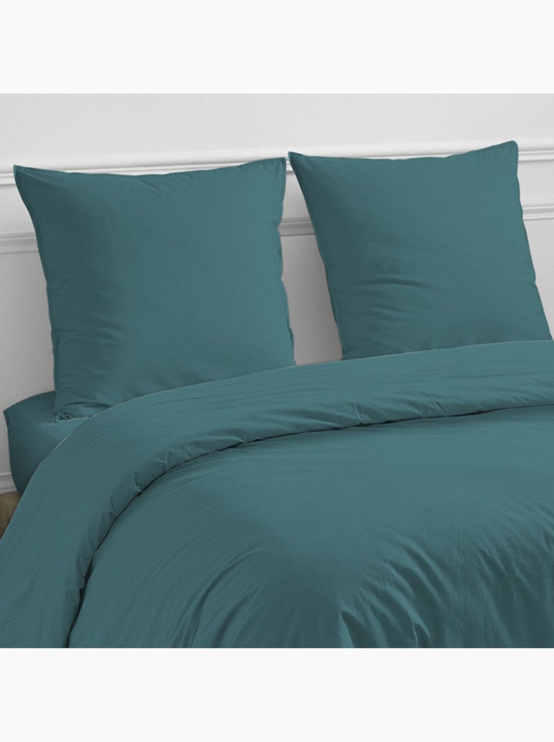 Future Home - Drap housse en coton 57 fils uni bonnet 25cm Bleu canard - Kiabi