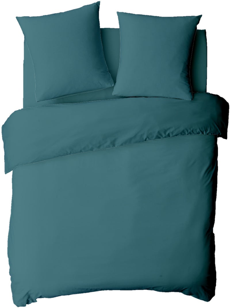 Future Home - Drap housse en coton 57 fils uni bonnet 25cm Bleu canard - Kiabi