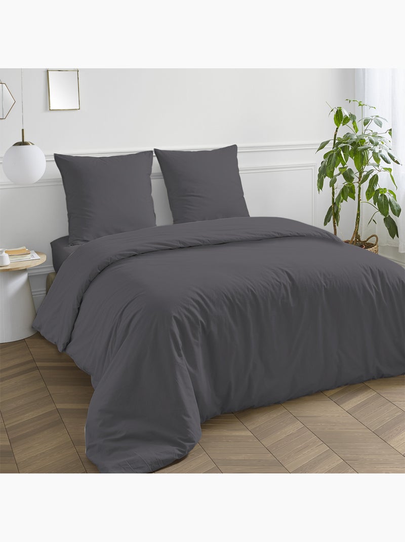 Future Home - Drap housse en coton 57 fils uni bonnet 25cm Gris - Kiabi