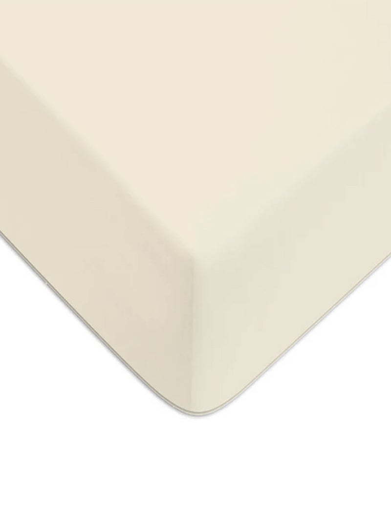 Future Home - Drap housse en coton 57 fils uni bonnet 25cm Ivoire - Kiabi