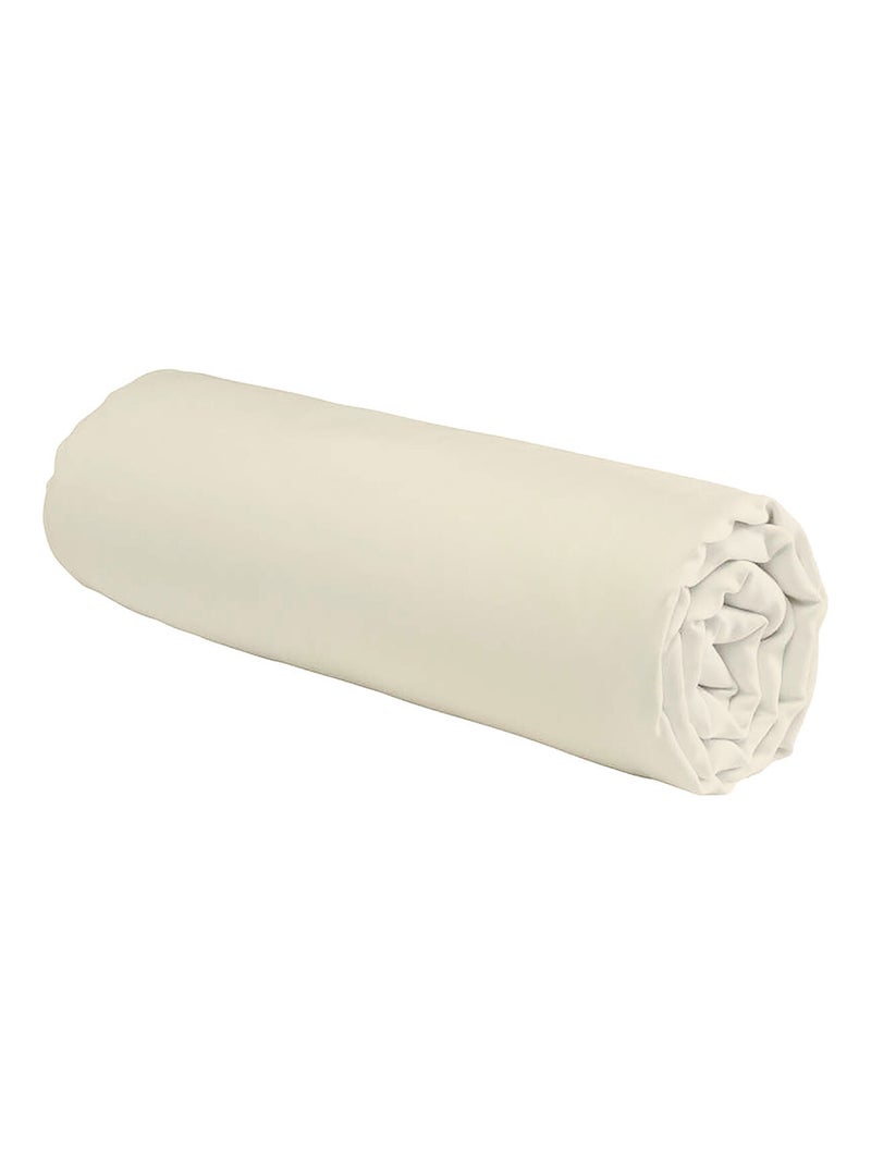 Future Home - Drap housse en coton 57 fils uni bonnet 25cm Ivoire - Kiabi