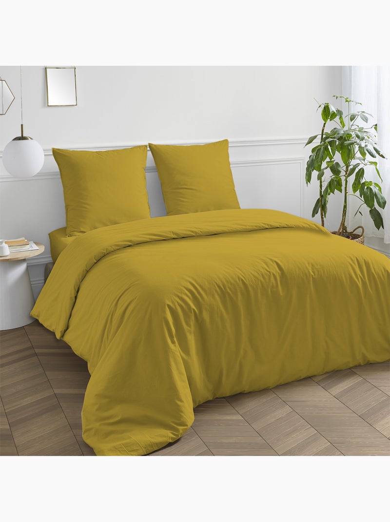 Future Home - Drap housse en coton 57 fils uni bonnet 25cm Jaune moutarde - Kiabi