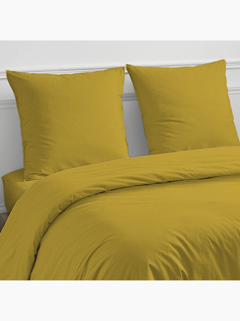 Future Home - Drap housse en coton 57 fils uni bonnet 25cm Jaune moutarde - Kiabi