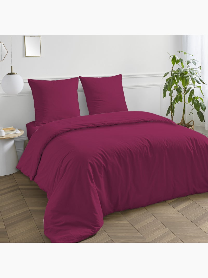 Future Home - Drap housse en coton 57 fils uni bonnet 25cm Magenta - Kiabi