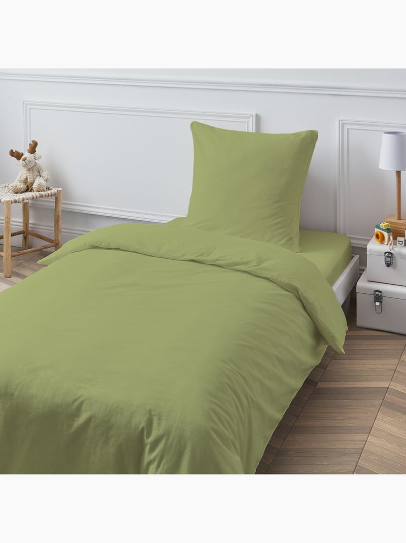 Future Home - Drap housse en coton 57 fils uni bonnet 25cm Vert tilleul - Kiabi