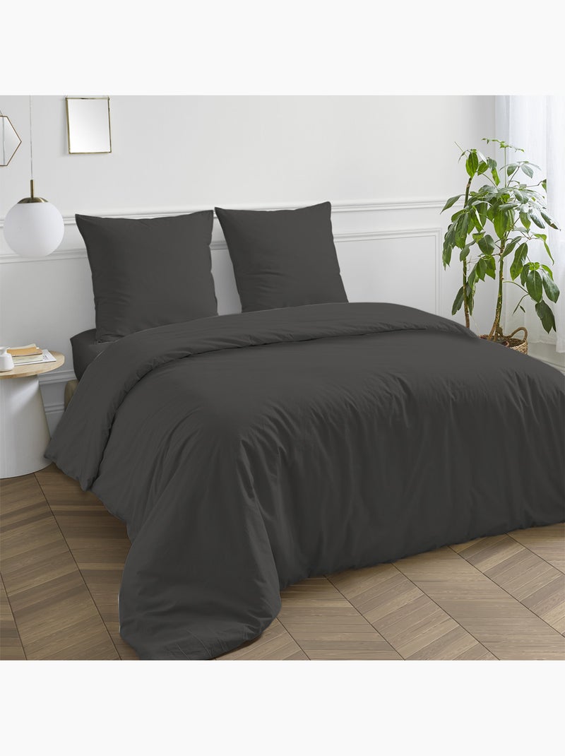 Future Home - Drap housse en coton 57 fils uni Gris fonc? - Kiabi