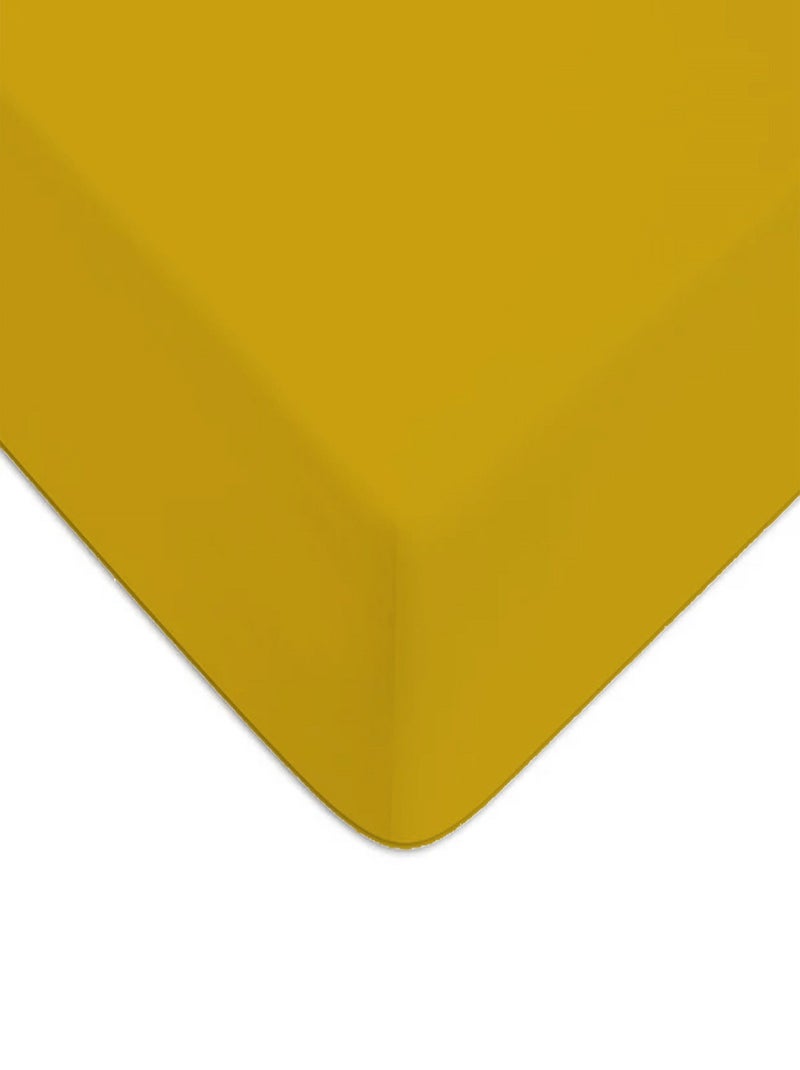 Future Home - Drap housse en coton 57 fils uni Jaune moutarde - Kiabi