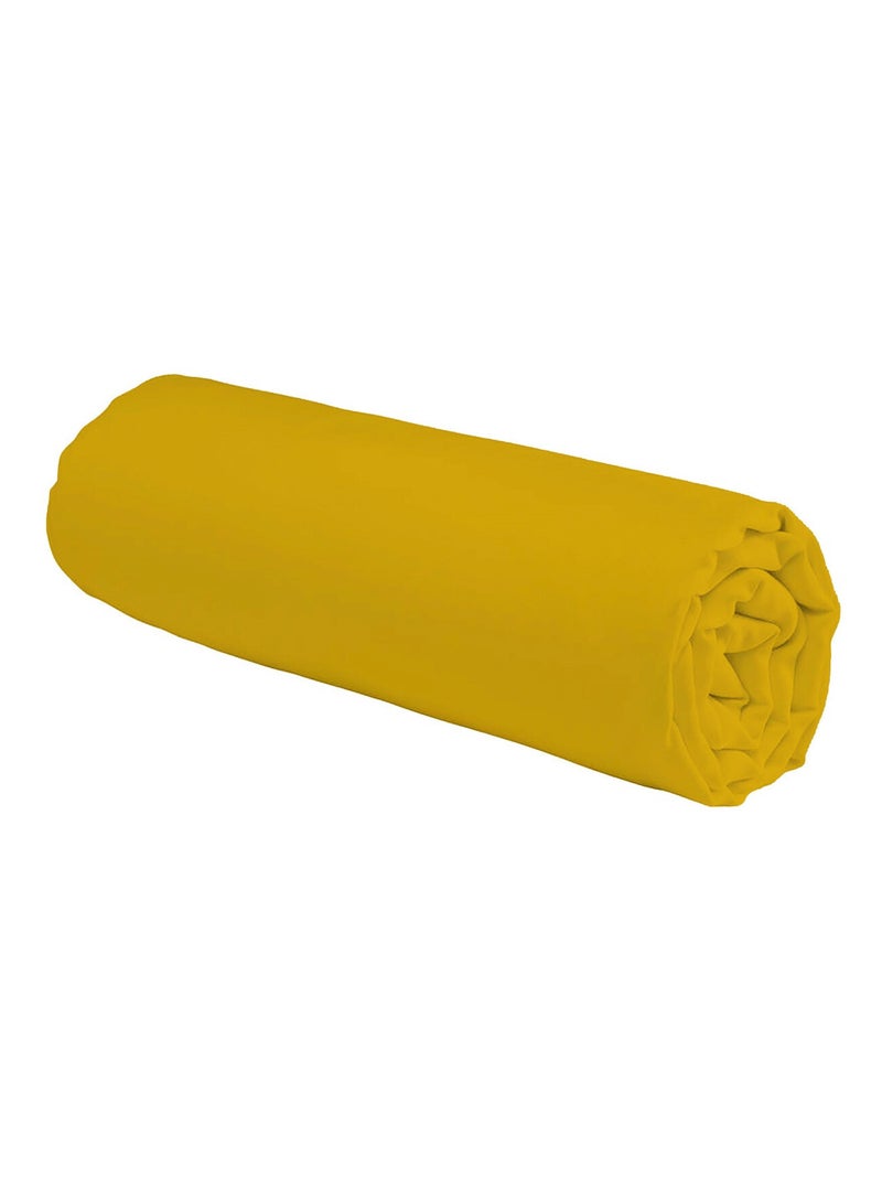 Future Home - Drap housse en coton 57 fils uni Jaune moutarde - Kiabi