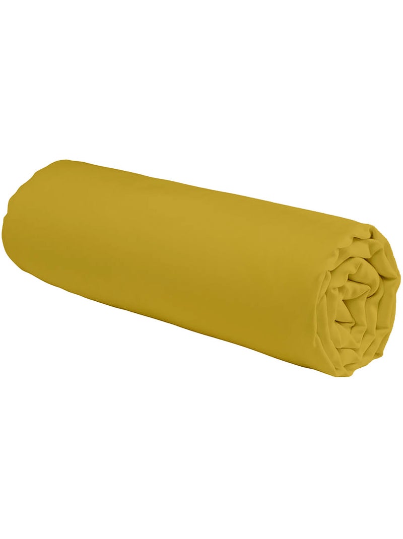Future Home - Drap housse en coton 57 fils uni Jaune moutarde - Kiabi