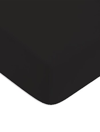 Drap housse 100% coton noir - bonnet 27 cm 130x190 TERRE DE NUIT  W14VAL128188270007 Pas Cher 