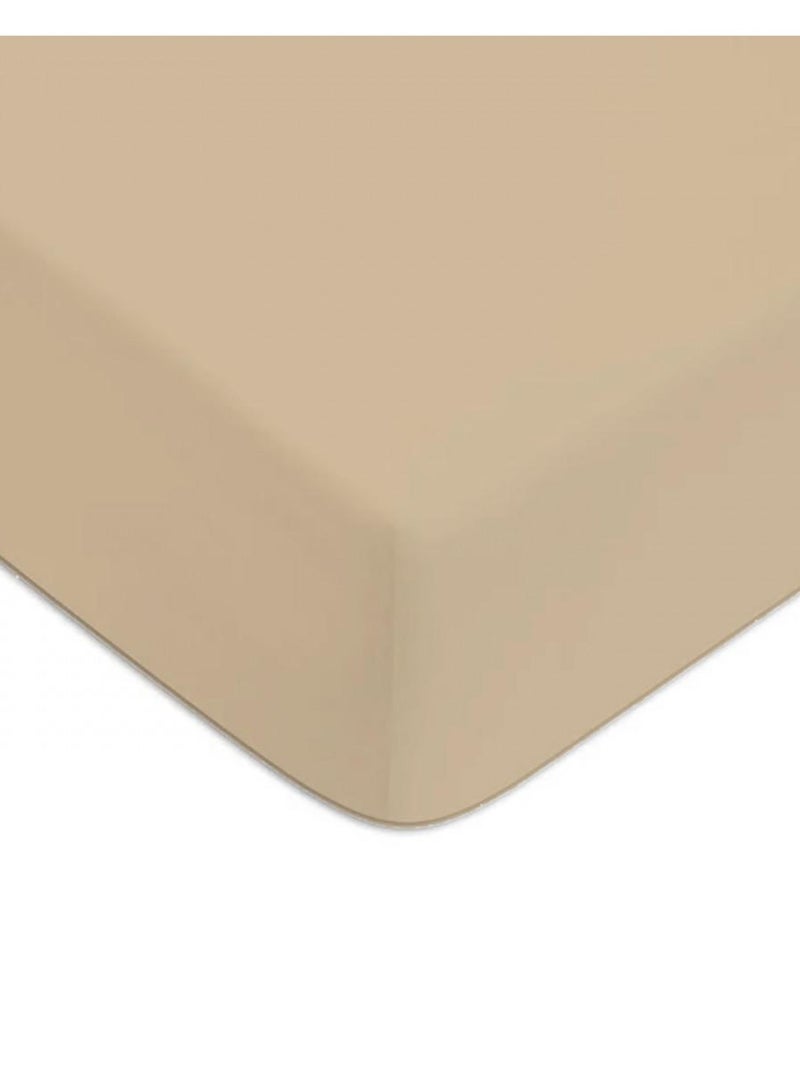 Future Home - Drap housse en coton lit jumeaux 57 fils Siamois uni Beige - Kiabi