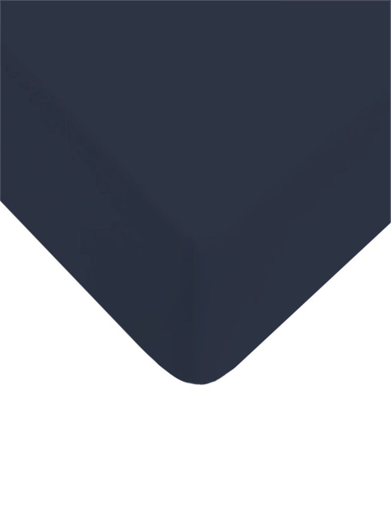 Future Home - Drap housse uni en coton 57 fils Bleu nuit - Kiabi