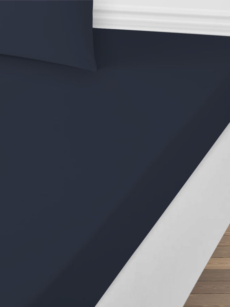 Future Home - Drap housse uni en coton 57 fils Bleu nuit - Kiabi