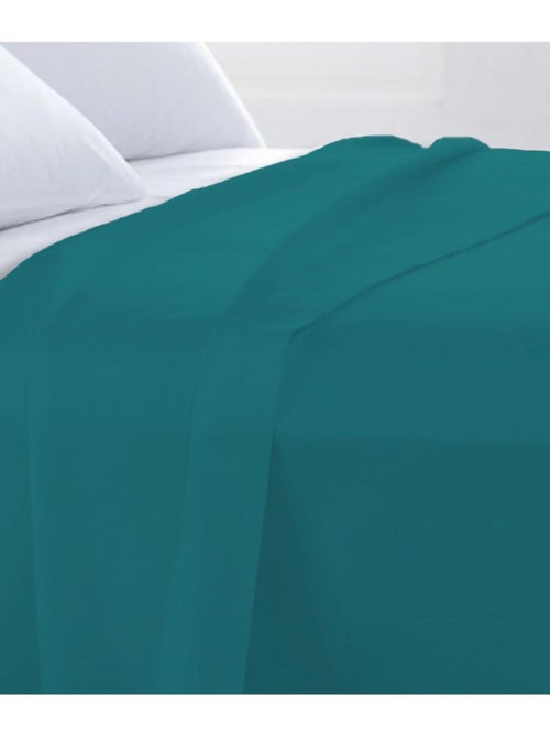 Future Home - Drap plat en coton 57 fils uni bleu pétrole - Kiabi
