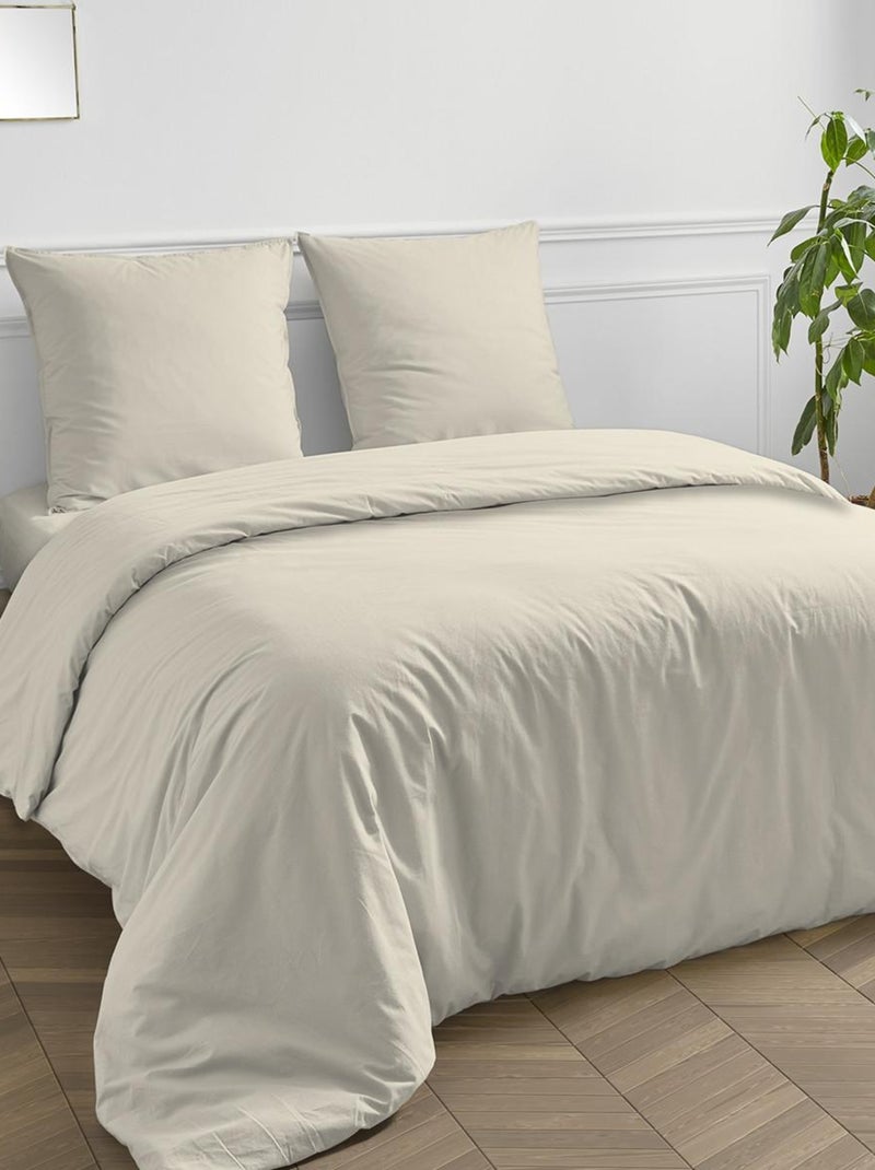 Future Home - Housse de couette en coton 57 fils unie Beige - Kiabi
