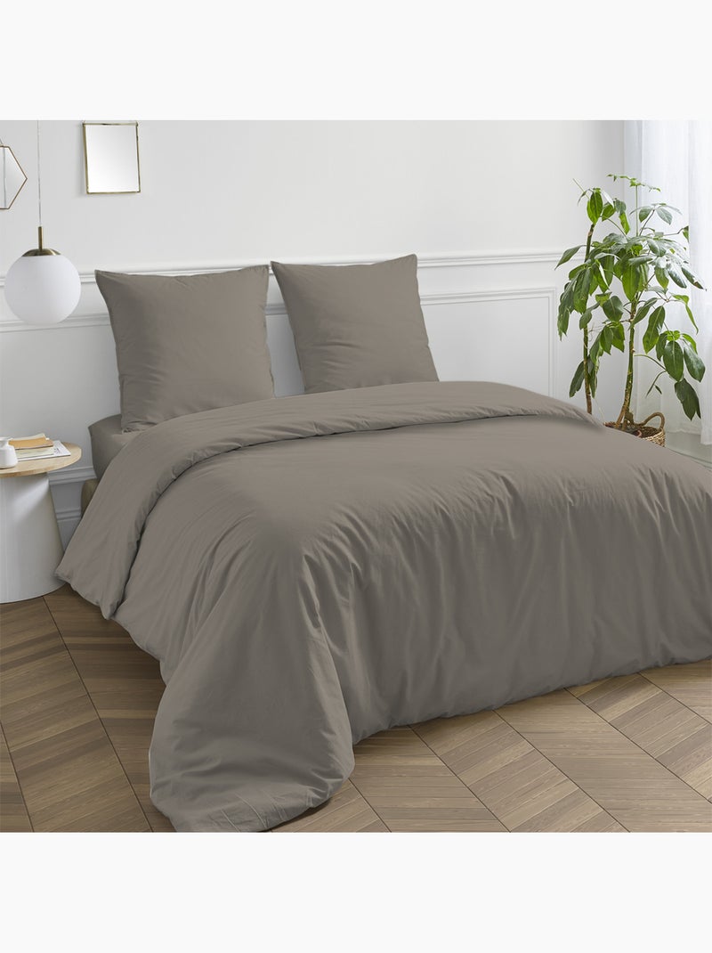 Future Home - Housse de couette en coton 57 fils unie Gris foncé - Kiabi