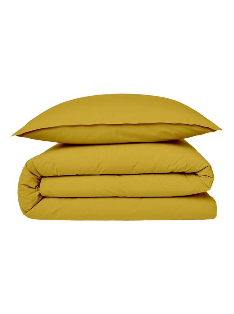 Future Home - Housse de couette en coton 57 fils unie Jaune moutarde - Kiabi