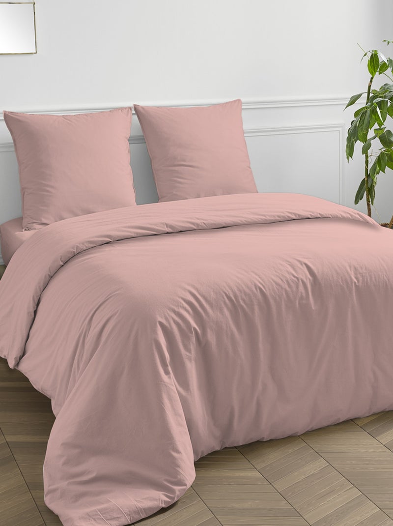 Future Home - Housse de couette en coton 57 fils unie Rose - Kiabi