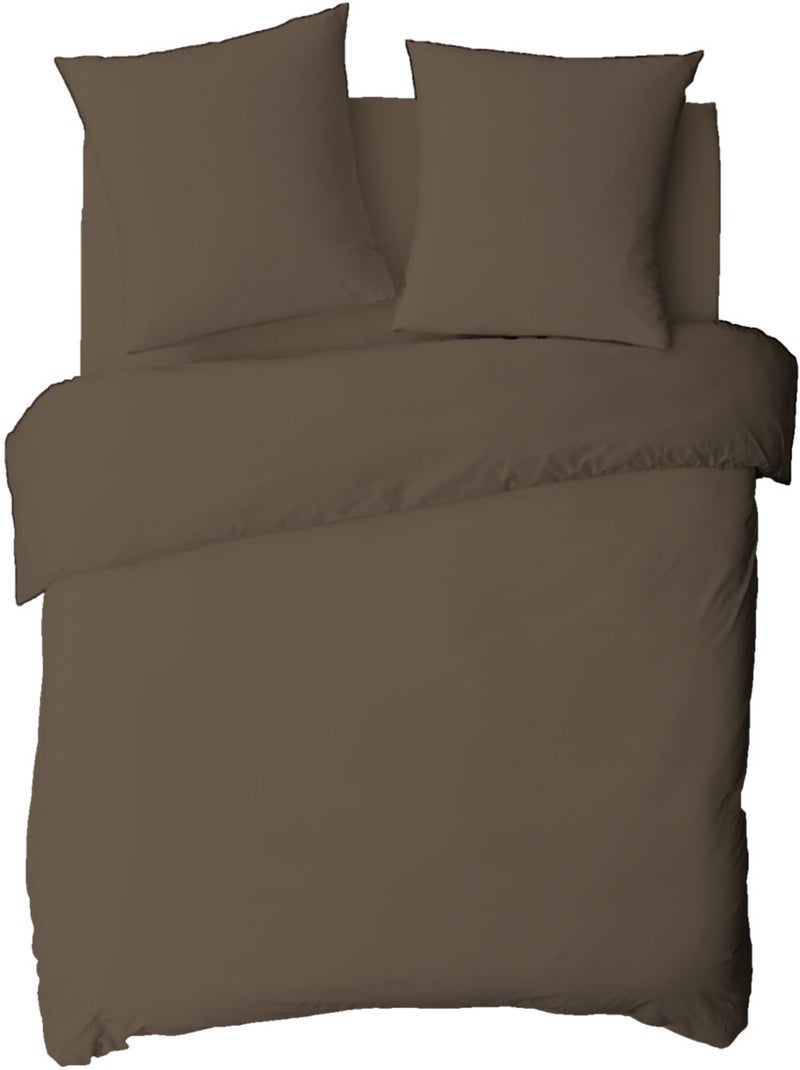 Future Home - Housse de couette en coton 57 fils unie Taupe - Kiabi